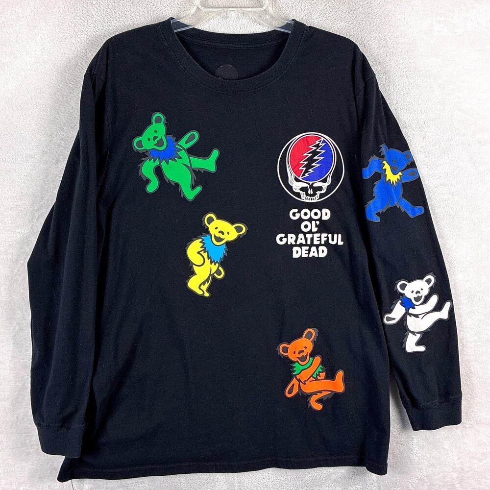 Grateful Dead Tshirt Mens XL Black Gerry Garcia Bear Deadhead AOP Bob Weir 70s
